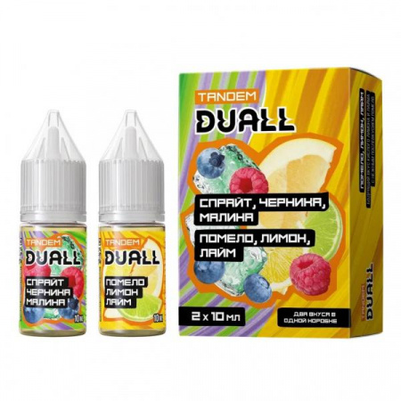Жидкость Duall Tandem salt 30ml HARD 50mg (2 по 10 мл) (Спрайт черника малина. Помело лимон лайм, Hard)